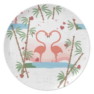Flamingo Love Hearts plate