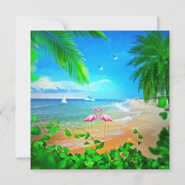 Flamingo Love Holiday Card (Front)