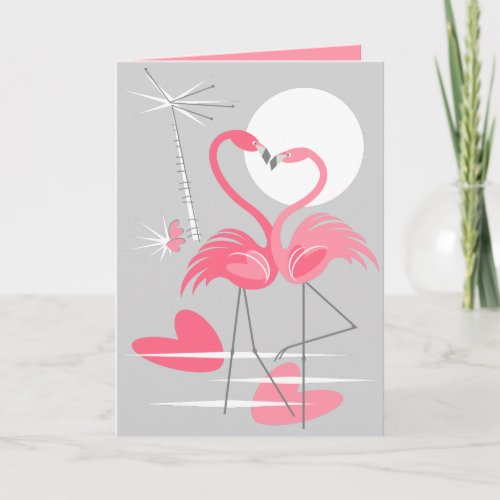 Flamingo Love inside pink greetings card