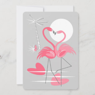 Flamingo Love invitation vertical