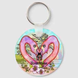 Flamingo Love Keychain