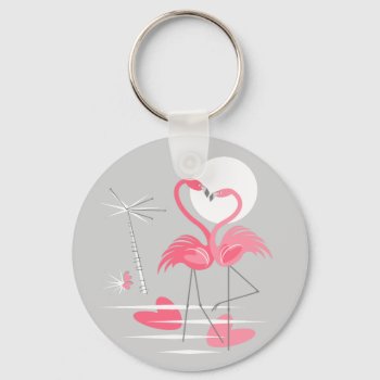 Flamingo Love Keychain Basic by QuirkyChic at Zazzle