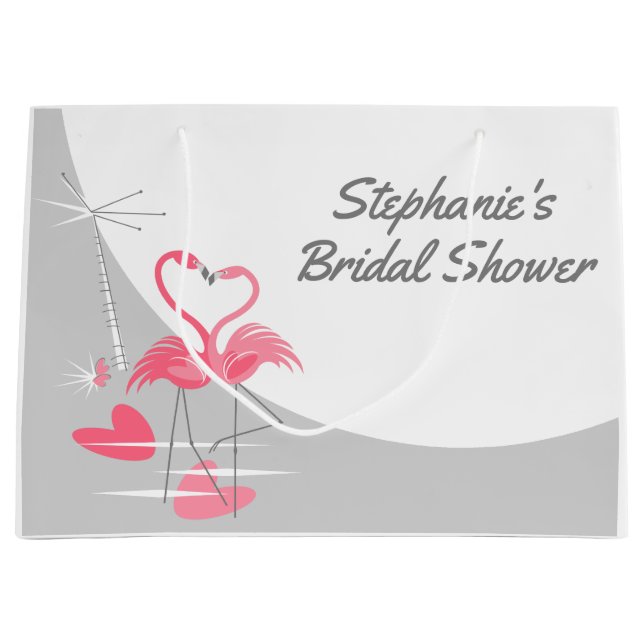 Flamingo Love Large Moon Bridal Shower large Gift Bag (Front)