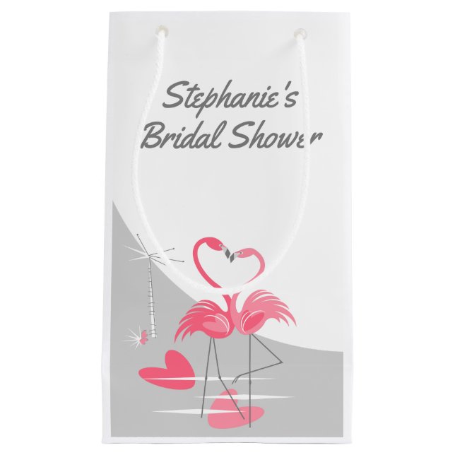 Flamingo Love Large Moon Bridal Shower small Gift Bag (Front)