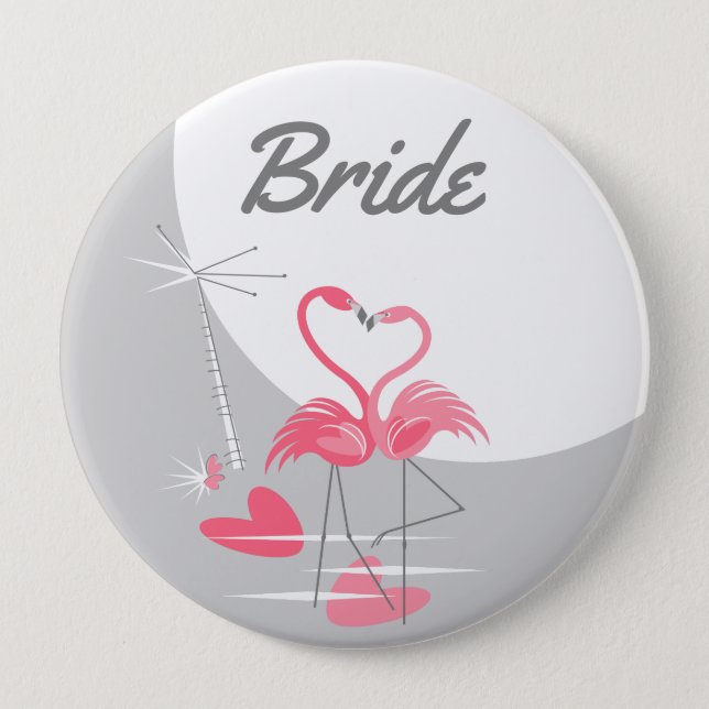 Flamingo Love Large Moon Bride button (Front)