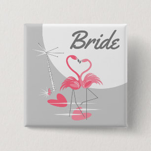 Flamingo Love Large Moon Bride button square