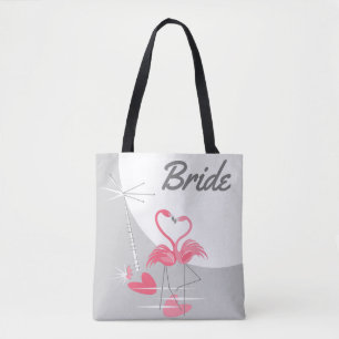 Flamingo Love Large Moon Bride tote bag
