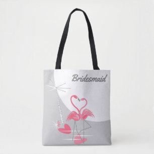 Flamingo Love Large Moon Bridesmaid tote bag
