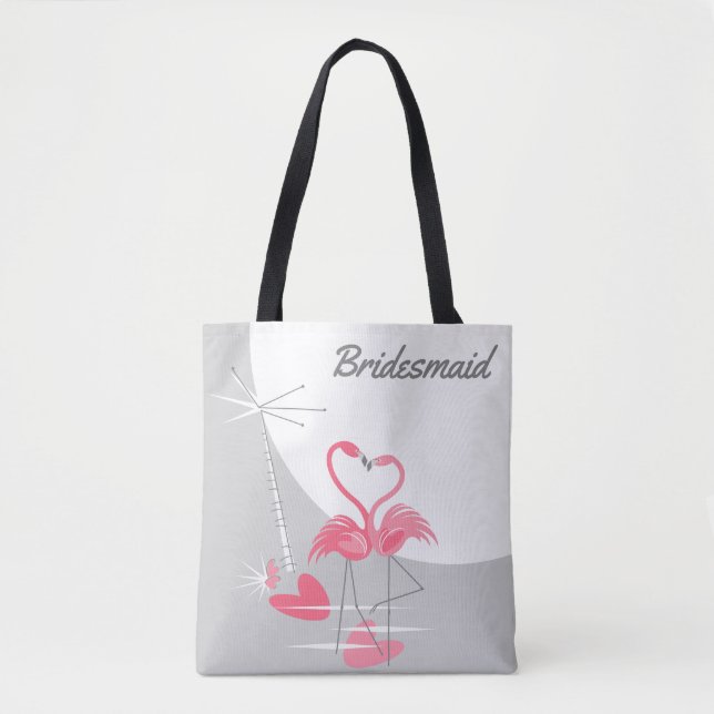 Flamingo Love Large Moon Bridesmaid tote bag (Front)