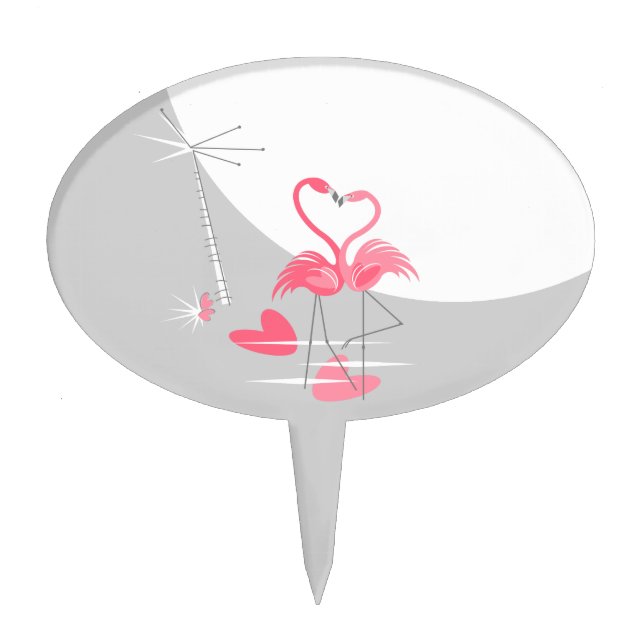Flamingo Love Large Moon cake topper (Front)
