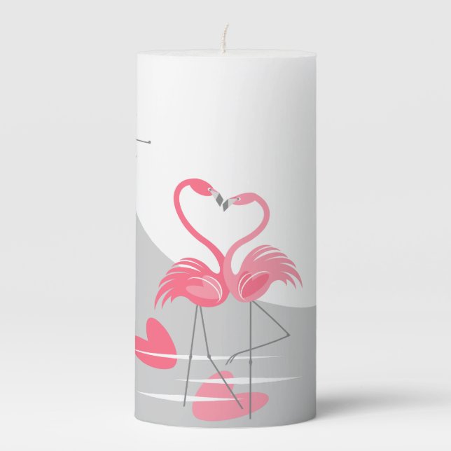Flamingo Love Large Moon candle 3x6 (Front)