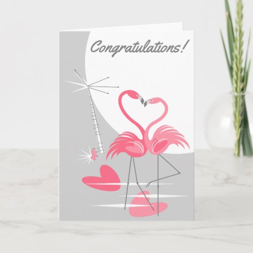 Flamingo Love Large Moon Congratulations Card