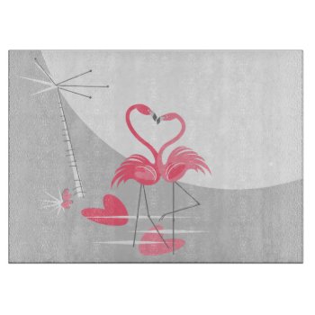 Flamingo Love Large Moon Cutting Board by QuirkyChic at Zazzle