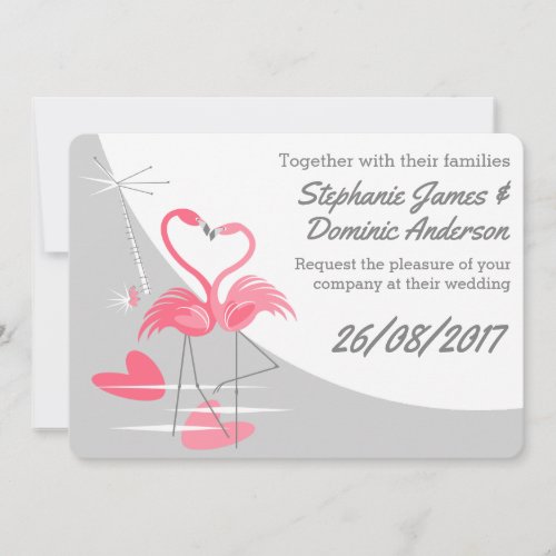 Flamingo Love Large Moon double_sided text Invitation