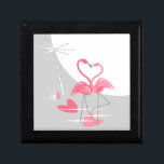 Flamingo Love Large Moon gift box black<br><div class="desc">A pair of pink flamingos with necks curved to form a heart shape stand in the sea on a moonlit beach. A stylish, romantic design with a retro touch created in a pink, grey and white colour scheme with a colour-change background. A customizable design for you to personalise with your...</div>