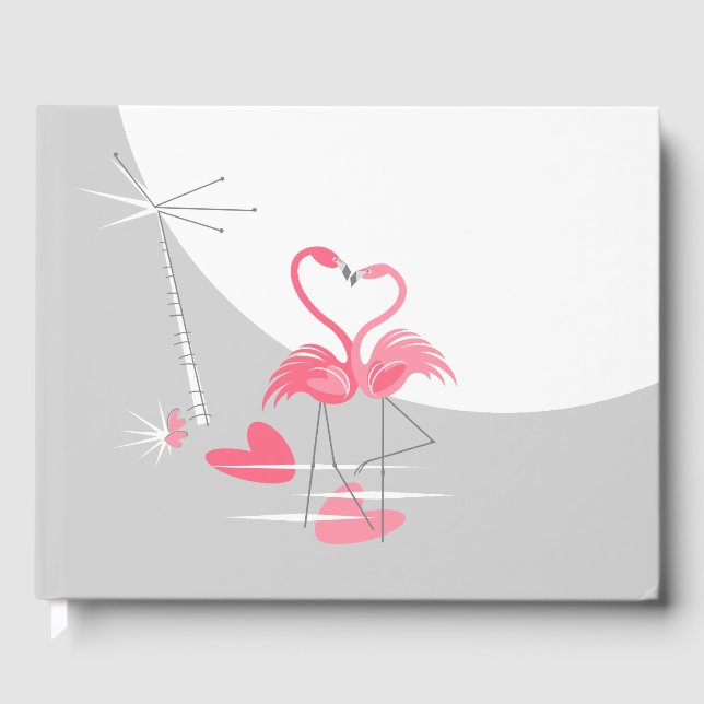 Flamingo Love Large Moon guest book (Front)