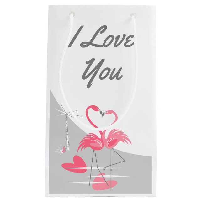 Flamingo Love Large Moon I Love You small Gift Bag (Front)