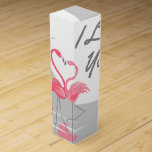 Flamingo Love Large Moon I Love You wine box<br><div class="desc">A pair of pink flamingos with necks curved to form a heart shape stand in the sea on a moonlit beach. A stylish, romantic design with a retro created in a pink, grey and white colour scheme with a colour-change background. A customizable design for you to personalise with your own...</div>
