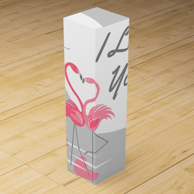 Flamingo Love Large Moon I Love You wine box (Front)