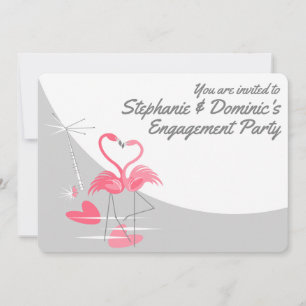 Flamingo Love Large Moon Invited Engagement Invitation