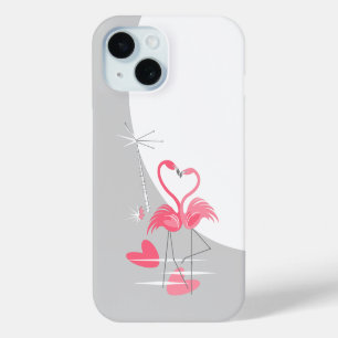 Flamingo Love Large Moon iPhone case vertical