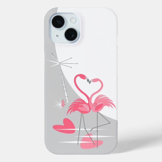 Flamingo Love Large Moon iPhone case vertical (Back)
