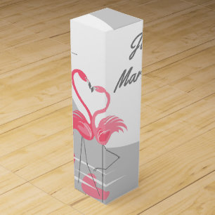 Flamingo Love Large Moon Just Married! wine box