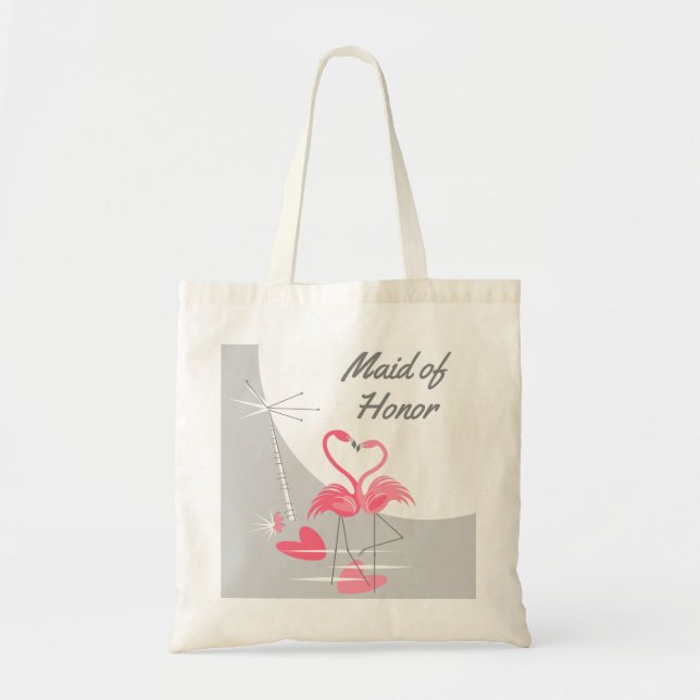 Flamingo Love Large Moon Maid of Honor tote Bag (Front)