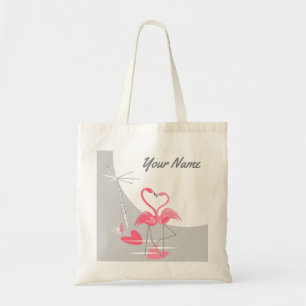 Flamingo Love Large Moon Name budget tote