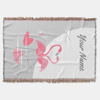 Flamingo Love Large Moon Name Vertical Throw Blanket by QuirkyChic at Zazzle