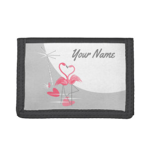 Flamingo Love Large Moon Name wallet leather