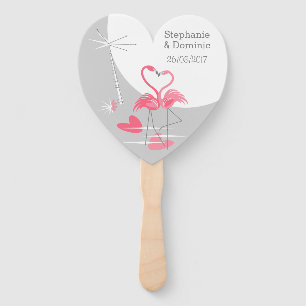 Flamingo Love Large Moon Names Date hand fan heart