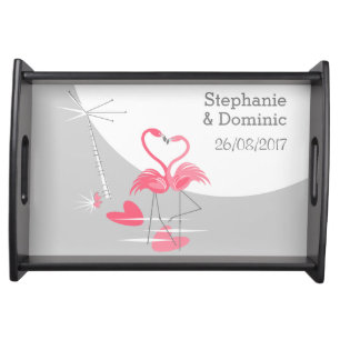 Flamingo Love Large Moon Names Date serving tray
