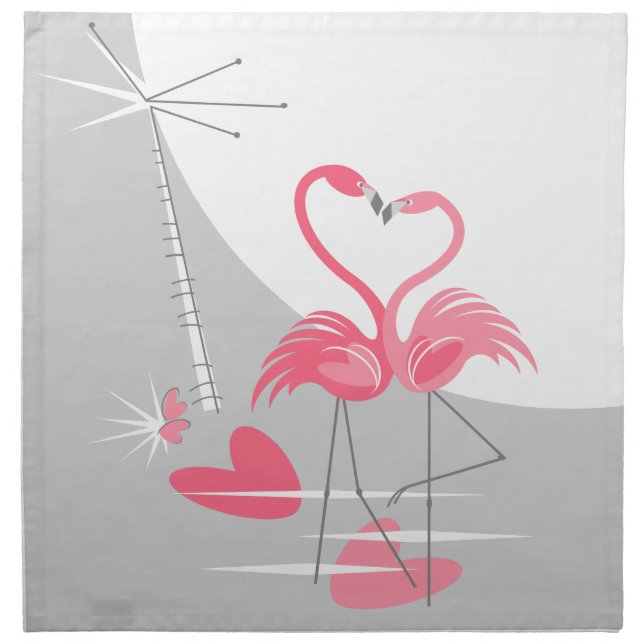 Flamingo Love Large Moon napkin cloth (Front)