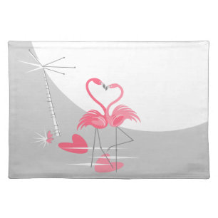 Flamingo Love Large Moon placemat cloth
