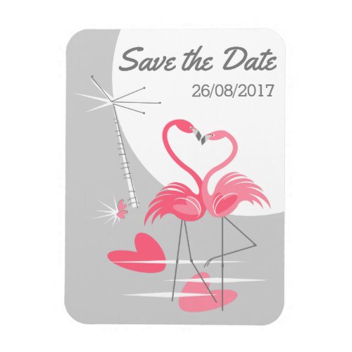 Flamingo Love Large Moon Save the Date date Magnet