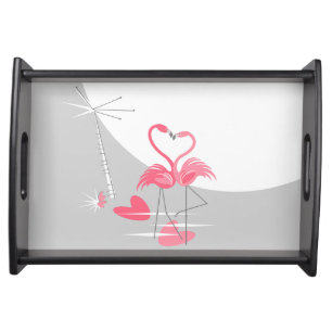 Flamingo Love Large Moon serving tray