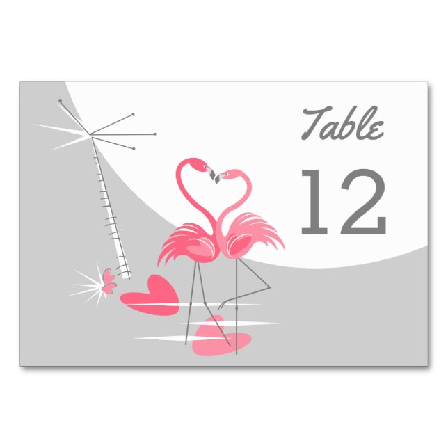 Flamingo Love Large Moon table card landscape (Front)