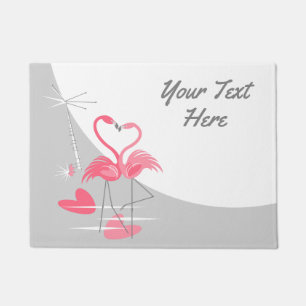 Flamingo Love Large Moon Text doormat