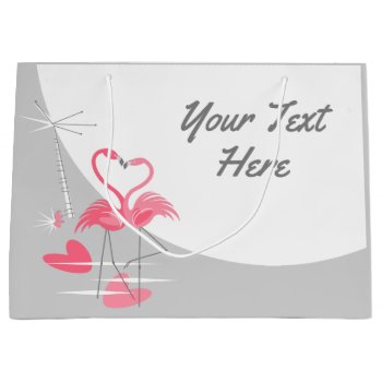 Flamingo Love Large Moon Text Large Large Gift Bag by QuirkyChic at Zazzle