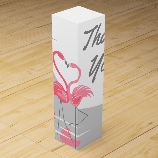 Flamingo Love Large Moon Thank You wine box (Front)