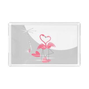 Flamingo Love Large Moon tray acrylic