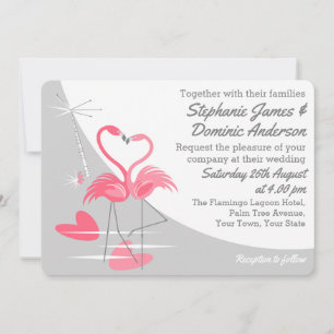 Flamingo Love Large Moon wedding landscape Invitation