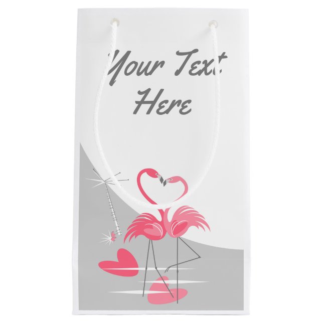 Flamingo Love Large Moon Your Text small Gift Bag (Front)