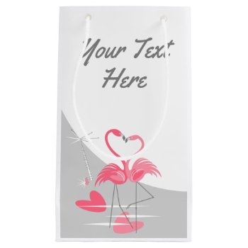 Flamingo Love Large Moon Your Text Small Small Gift Bag by QuirkyChic at Zazzle
