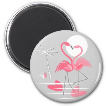 Flamingo Love Magnet Round by QuirkyChic at Zazzle