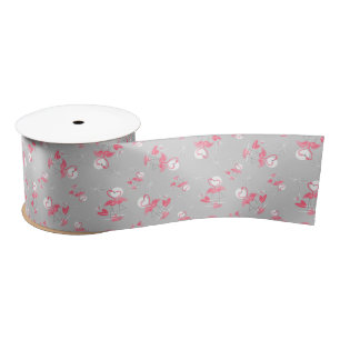 Flamingo Love Multi ribbon satin