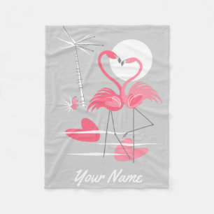 Flamingo Love Name fleece blanket