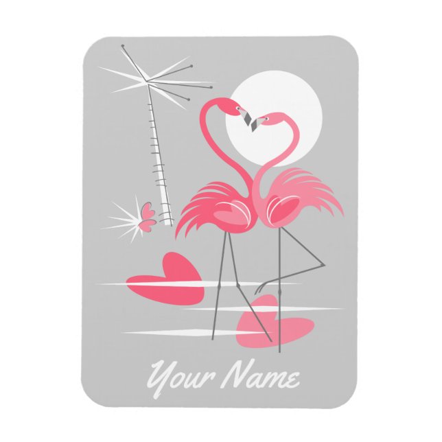 Flamingo Love Name flexible magnet (Vertical)