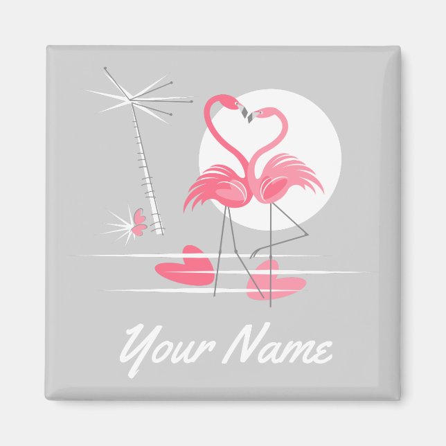 Flamingo Love Name magnet square (Front)